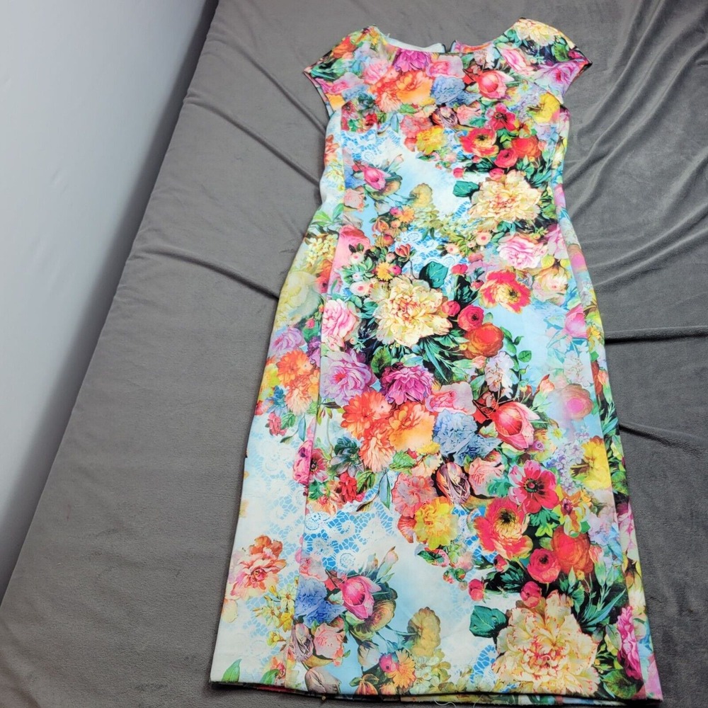 Floral Print Cap Sleeve Dress Size 4 By Beige By Eci Polyester Spandex